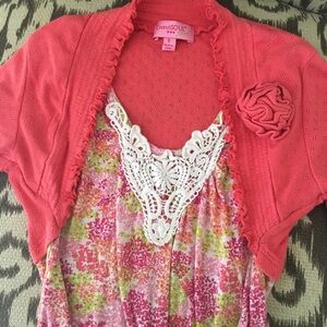 Coral top with attached shrug sz‎ small 6/7